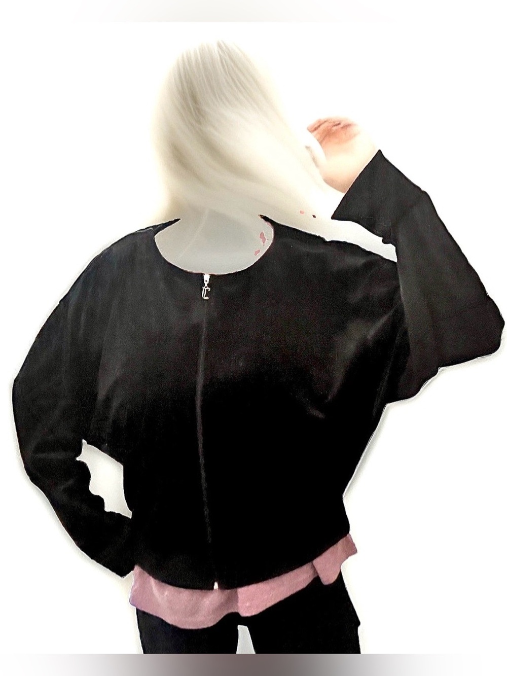 🖤JUICY COUTURE🖤 SPARKLE GLITTER DOLMEN SLEEVE LOGO ZIP JACKET